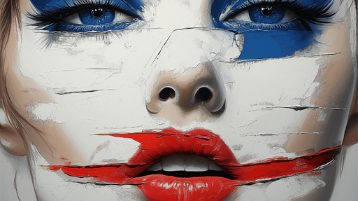 Papier peint visage artistique Portrait abstrait avec des couleurs vives et des textures audacieuses