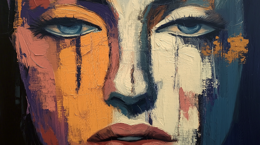 Papier peint visage artistique Portrait abstrait avec des touches vives et expressives