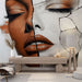 Papier peint artistique avec visage abstrait en contraste pour salon moderne