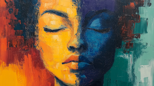 Papier peint visage artistique Portrait abstrait en couleurs vives