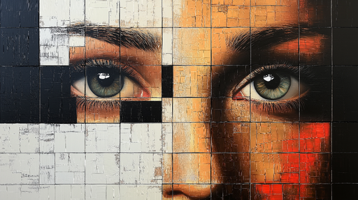 Papier peint visage artistique Portrait avec un jeu de couleurs modernes