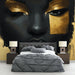 Papier peint artistique visage dramatique en noir et or pour chambre moderne