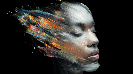 Papier peint visage en peinture Fond noir