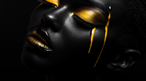 Papier peint visage panoramique Tout en noir et dore