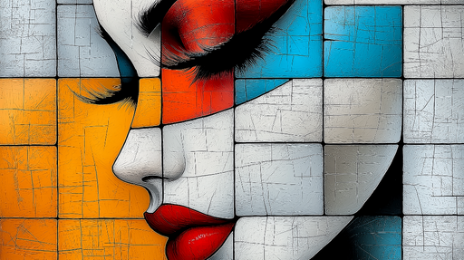 Papier peint visage Portrait stylisé aux couleurs vives