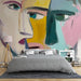 Papier peint abstrait avec visages colorés et modernes pour chambre contemporaine