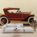 Papier peint vintage avec voiture ancienne rouge pour salon élégant et rétro