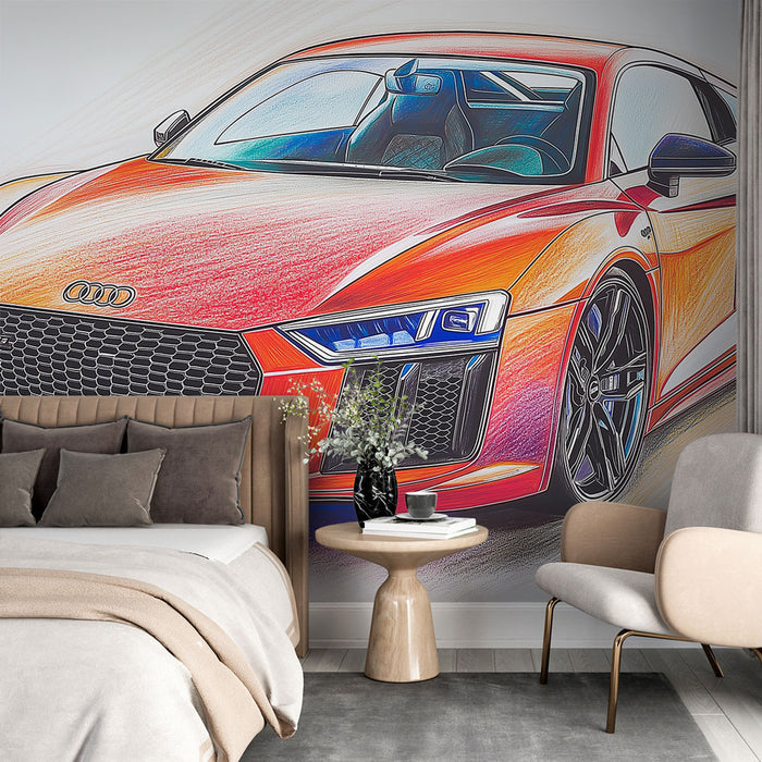 Papier peint voiture de sport Audi R8 | Élégance et puissance en design stylisé