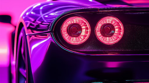 Papier peint voiture futuriste Détails éblouissants d'une voiture avec éclairage néon