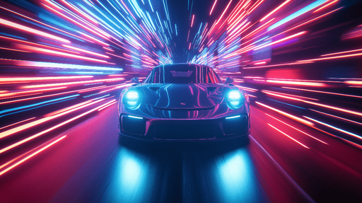 Papier peint voiture futuriste Effet dynamique avec lumières vives
