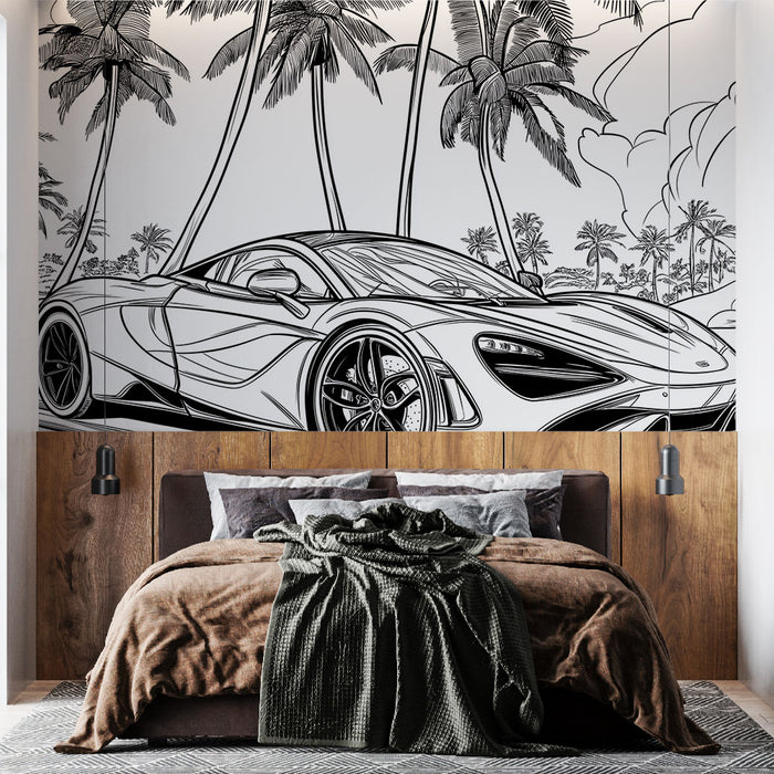 Papier peint voiture | McLaren sous les palmiers