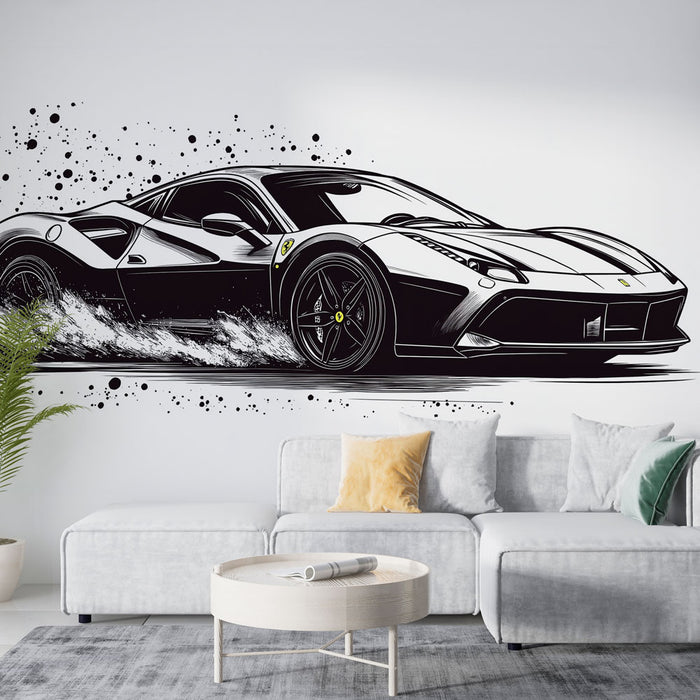 Papier peint voiture sportive | Illustration dynamique d'une Ferrari