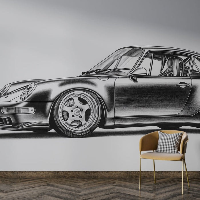 Papier peint voiture sportive | Illustration stylisée d'une Porsche