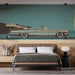 Papier peint vintage avec voiture cabriolet des années 60 sur fond côtier pour chambre moderne