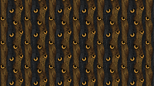 Papier peint yeux mystérieux Motif ondulant avec des yeux dorés sur fond sombre