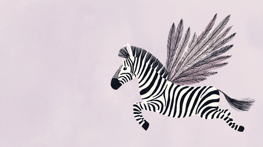 Papier peint zèbre ailé Zèbre stylisé avec des ailes de plumes sur un fond pastel