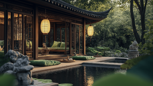 Papier peint zen Reflet de sérénité dans un jardin asiatique