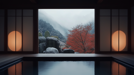 Papier peint zen Tranquillité d'une scène automnale en montagne