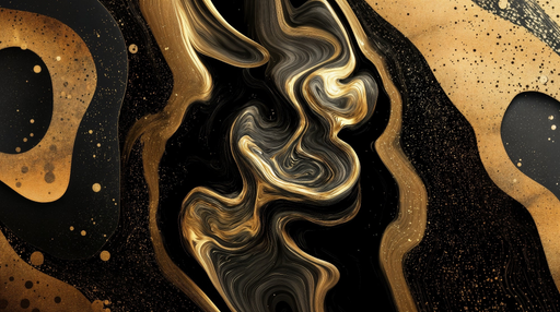 Papier peint abstrait Noir et Doré Tourbillonnant
