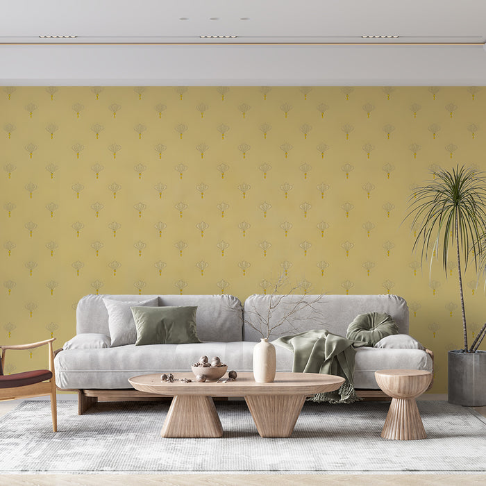 Papier peint motifs délicats | Jaune et Or