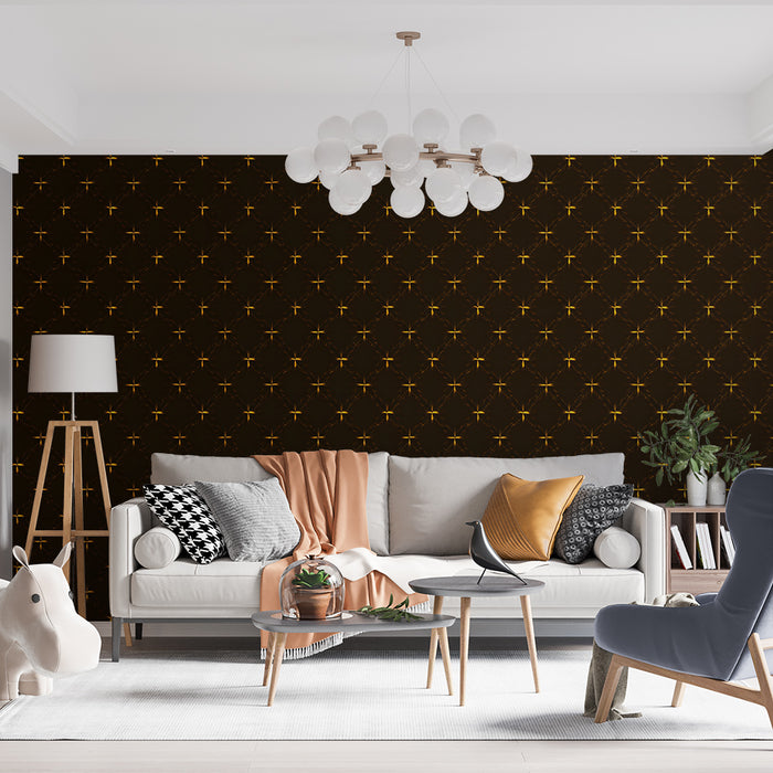 Papier peint motifs dorés | Design élégant et sombre