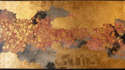 Papier peint fleuri doré Élégance florale sur fond texturé