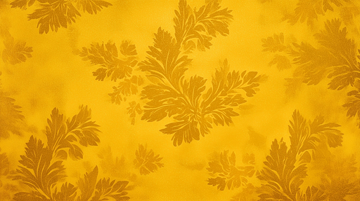 Papier peint floral Motif doré sur fond jaune