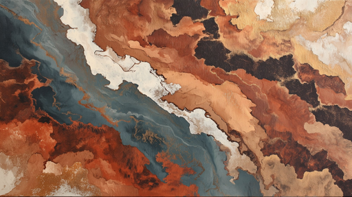 Papier peint abstrait Nuances de terre cuite et bleu