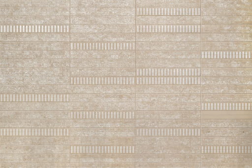 Carrelage Mosaïque Texture Beige et Rayure Métallique