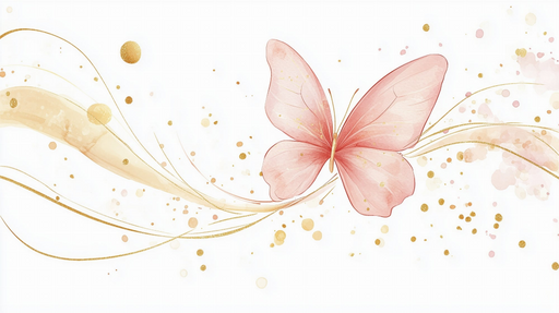 Papier peint papillon Design élégant en or et rose