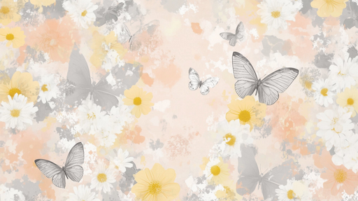Papier peint floral papillons Douceur pastel