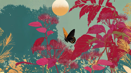 Papier peint nature et papillon Ambiance colorée et poétique