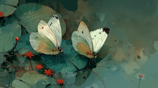 Papier peint papillons Élégance naturelle en nuances de vert