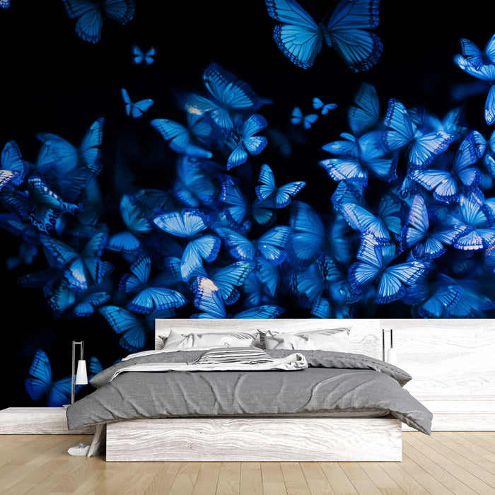 Papier peint papillons bleus | Éclat lumineux et enchanteur