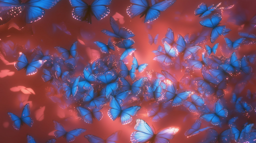 Papier peint papillon Éclat de bleu et rose