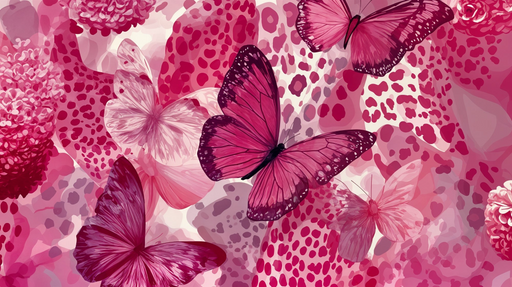 Papier peint papillons Éclat rose et floral