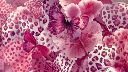 Papier peint papillon rose Design floral et exotique