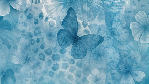 Papier peint papillon Design floral bleu