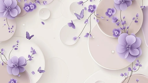 Papier peint floral Design floral violet et papillons