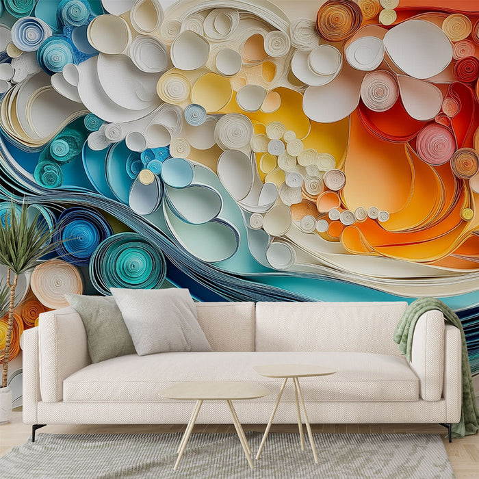 Papier peint abstraction géométrique | Style artistique en vagues colorées