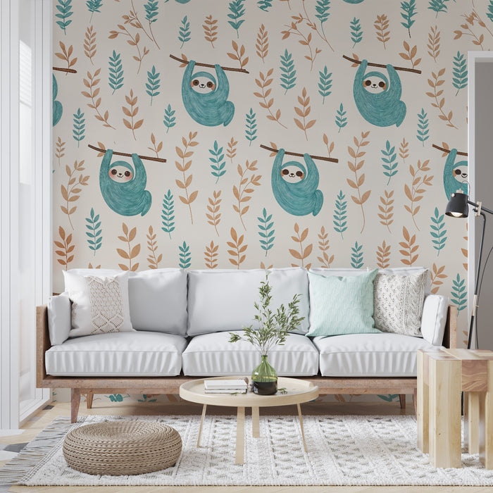Papier peint paresseux | Design ludique et coloré