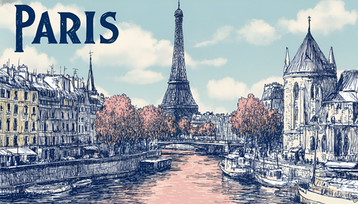 Papier peint Paris Illustration Vintage