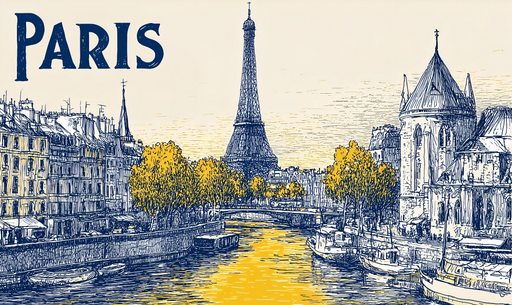 Papier peint Paris Esquisse artistique de la Ville Lumière