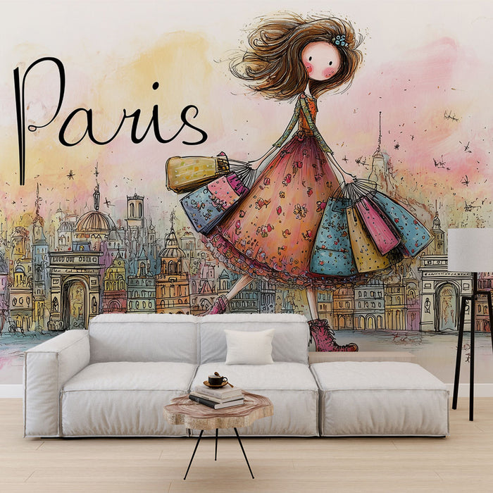 Papier peint Paris | Illustration de mode et architecture