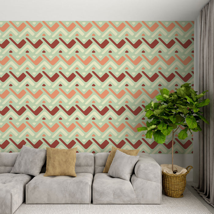 Papier peint géométrique | Motif zigzag coloré