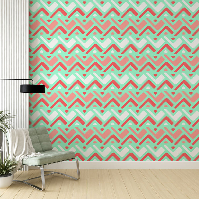 Papier peint géométrique | Motif zigzag pastel