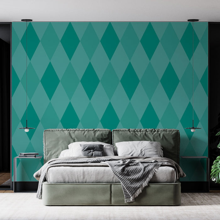 Papier peint losanges | Design géométrique turquoise