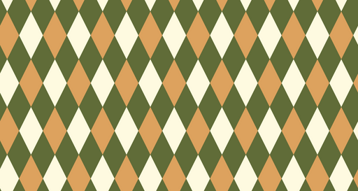 Papier peint losanges Motif rétro vert et orange