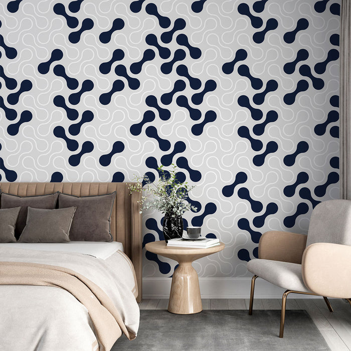 Papier peint géométrique | Motif moderne en bleus et blancs