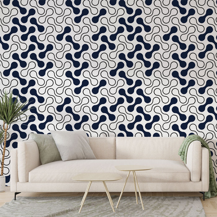 Papier peint motif géométrique | Design moderne noir et blanc